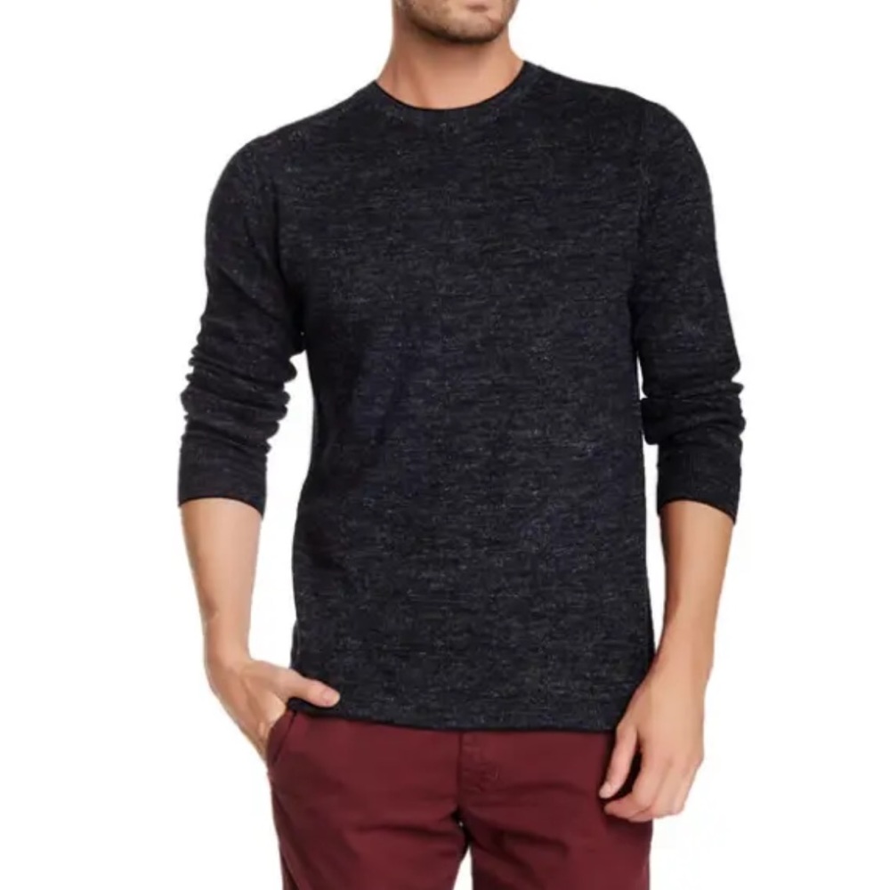 J Brand Men's Conrad Crew Wool Blend Sweater in Navy Melan, Size L